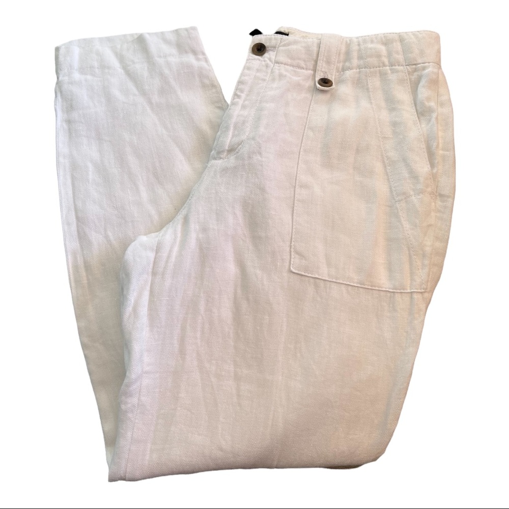 J crew  womens Linen hayden kickout crop pants white size 2 - Picture 4 of 10